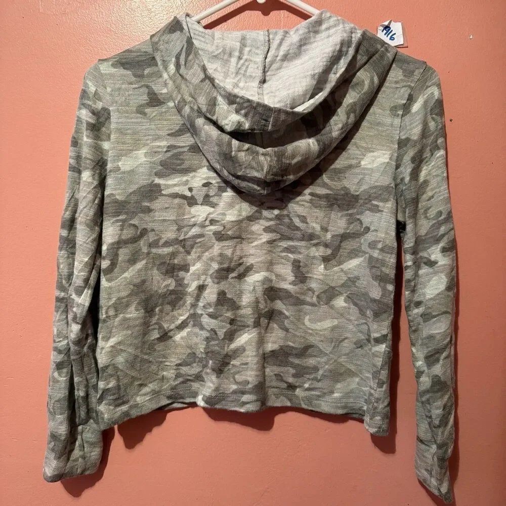Old Navy Girls Sweater L Large 10/12 Green Camo Army Pullover Hoodie Kids